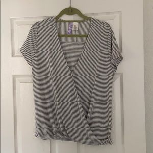 Striped wrap style top